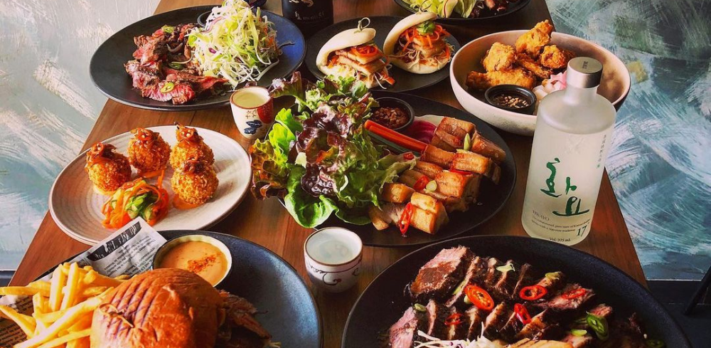 A table full of Korean food at JAN CHI