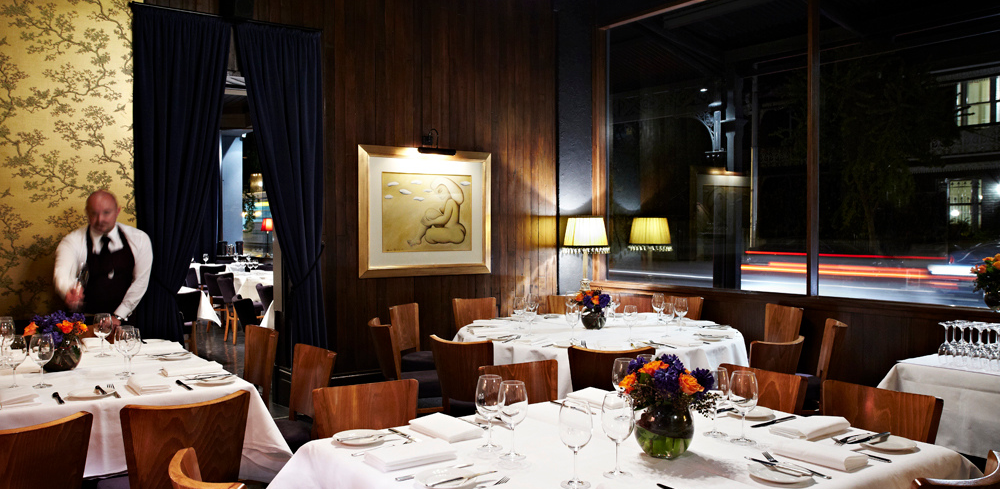 One of the dining rooms at Matteo's in Melbourne