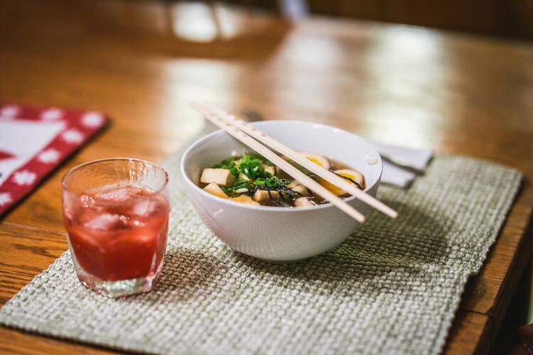 Miso soup on a table: a fermented food appreciated in Japan