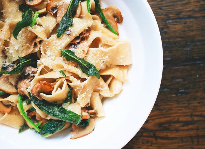Plate of gluten-free pasta: for people following a gluten-free diet