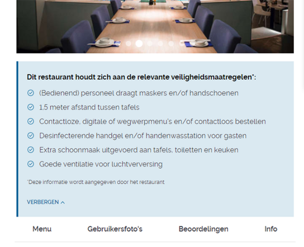 Coronamaatregelen restaurant