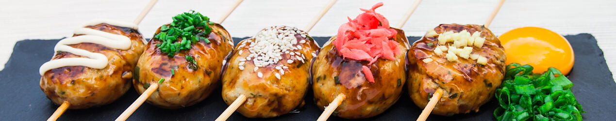 Skewers are iconic Japanese street food dishes