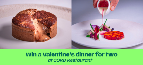Win a Valentines dinner for two at CORD Restaurant